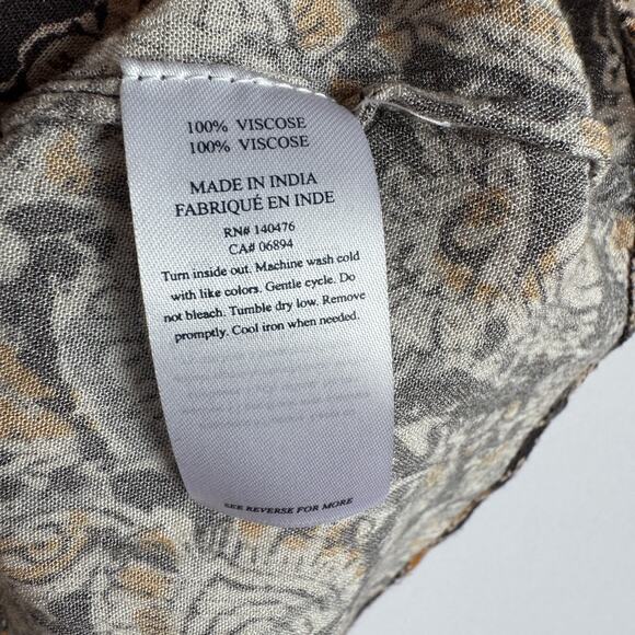 Faherty Faith Ruffle Sleeveless Blouse Small Neutral Popover Top Paisley Floral - Picture 9 of 12